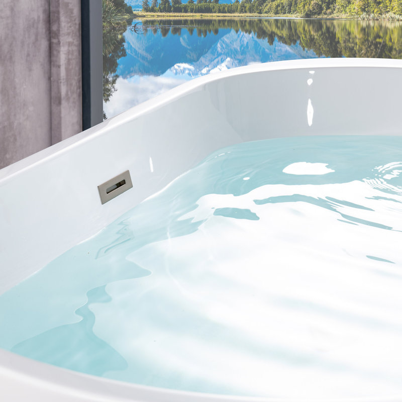 54'' x 30'' Freestanding Soaking Acrylic Bathtub, Chrome