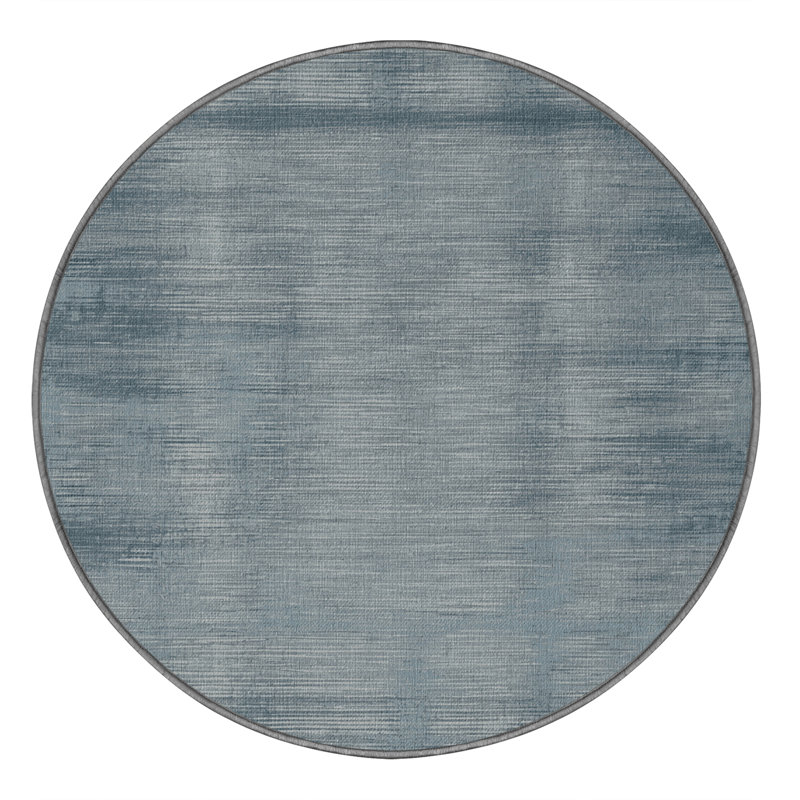 Machine Washable Abstract Gray Area Rug, Round 8'