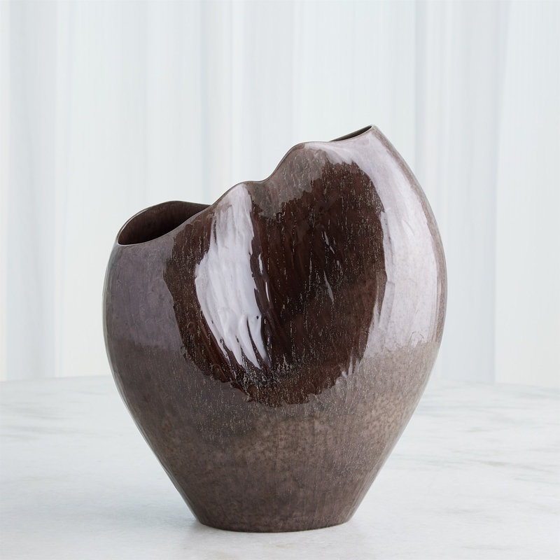 Horn Handmade Ceramic Table Vase, 15.5" H x 13.5" W x 7.25" D