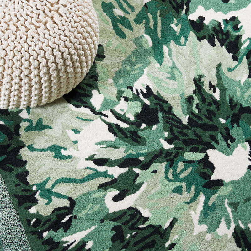 Tapis vert en laine touffeté à la main Tilleigh, Rectangle 8 pi x 10 pi