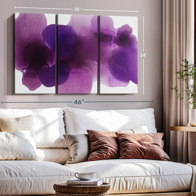 Nature "Impression libre sur toile mauve sur fond blanc" sur, H 24 po x l 38 po x P 1,25 po