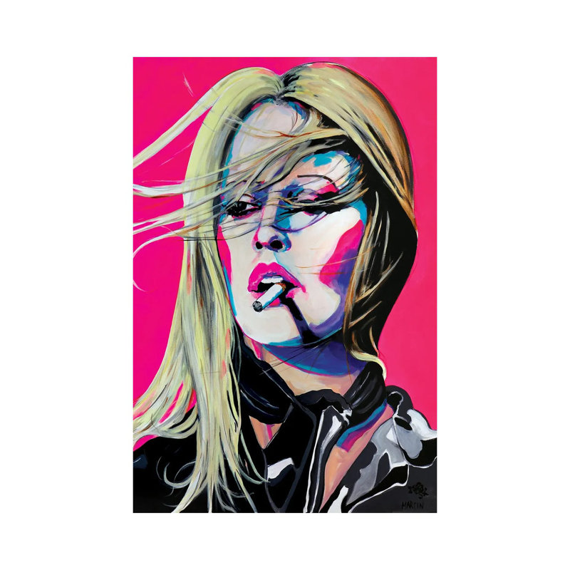 Brigitte Bardot by Peter Martin - Wrapped Canvas Painting, 30.48 cm H x 45.72 cm W