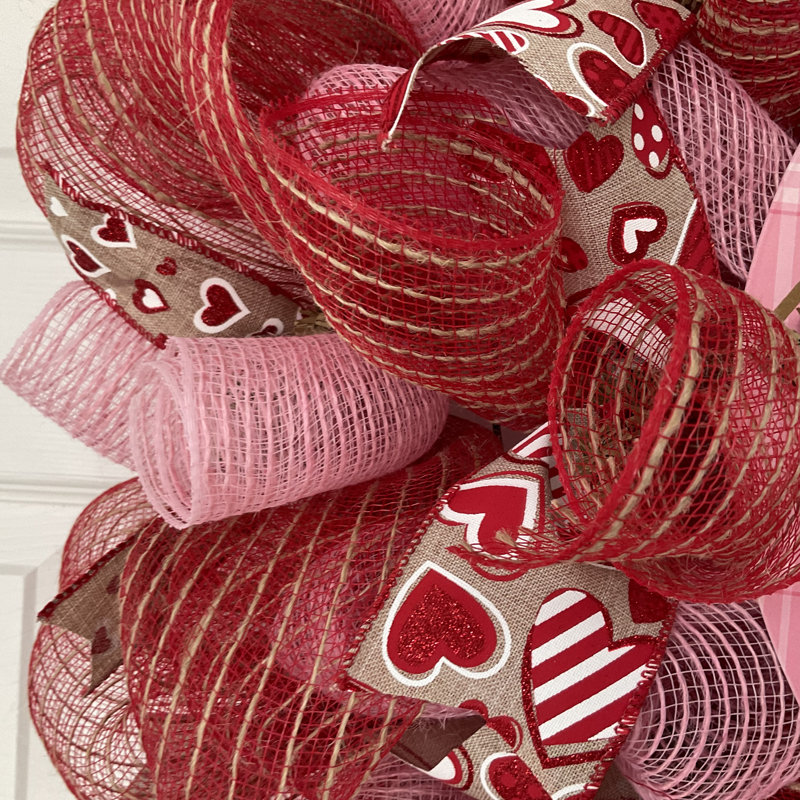 Couronne de la Saint-Valentin «Love is in the air Handmade Deco Mesh»