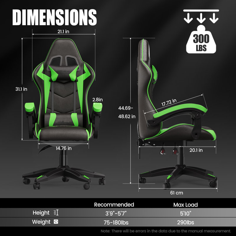 Fauteuil de jeu Stephen, Vert / noir