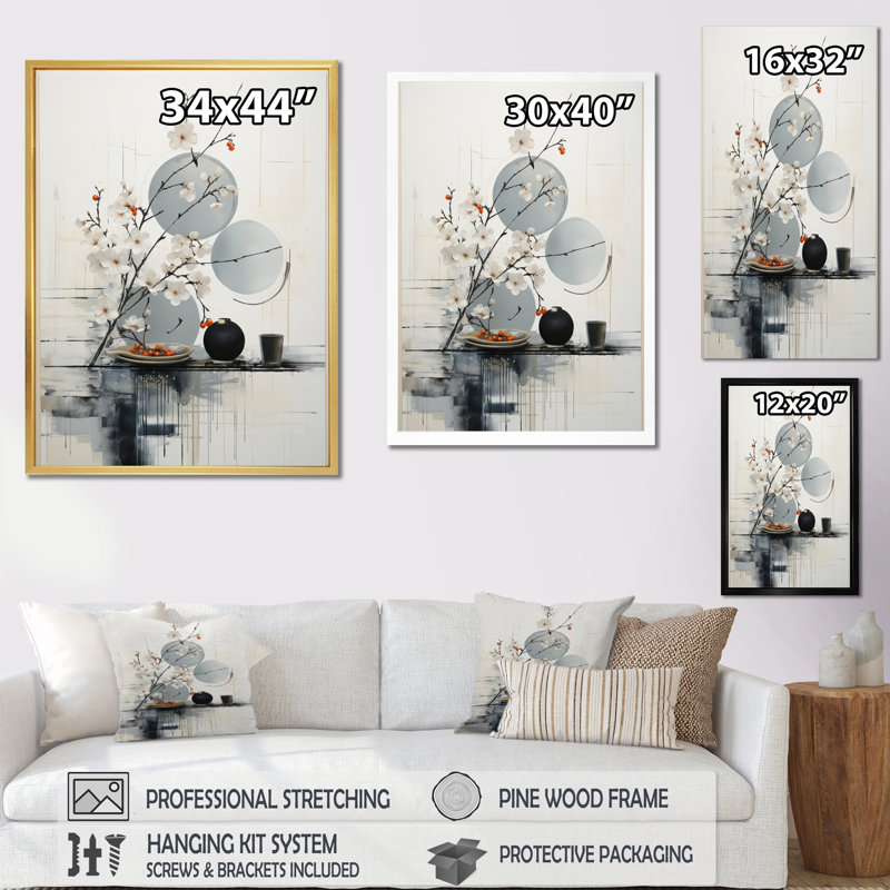 Blainey Asian Art Classics Sumi II, Cadre flottant doré, H 32 po x l 24 po x P 1 po