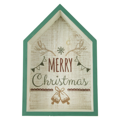 Enseigne murale 11,75 "Green Merry Christmas 3-D