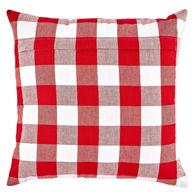 Design Imports Gingham Check Kitchen Tabletop Bed Gingham Cotton Throw Pillow Cover In Navy,off-white
