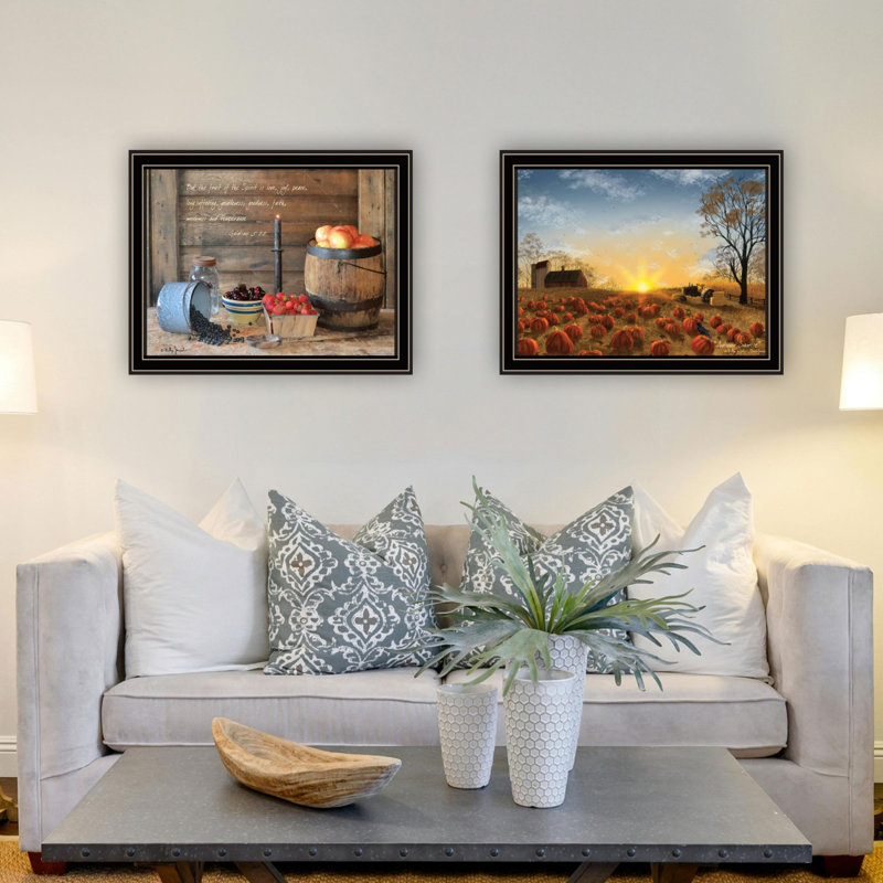 "Trendy Decor" 4U 2 pièces Vignette Autumn Sunrise, Fruit of the Spirit, Noir