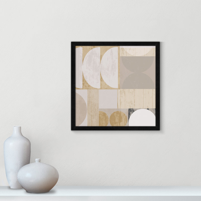 «Golden Balance II» par , L 17 po x H 17 po, Impression encadrée, Grain de bois noir