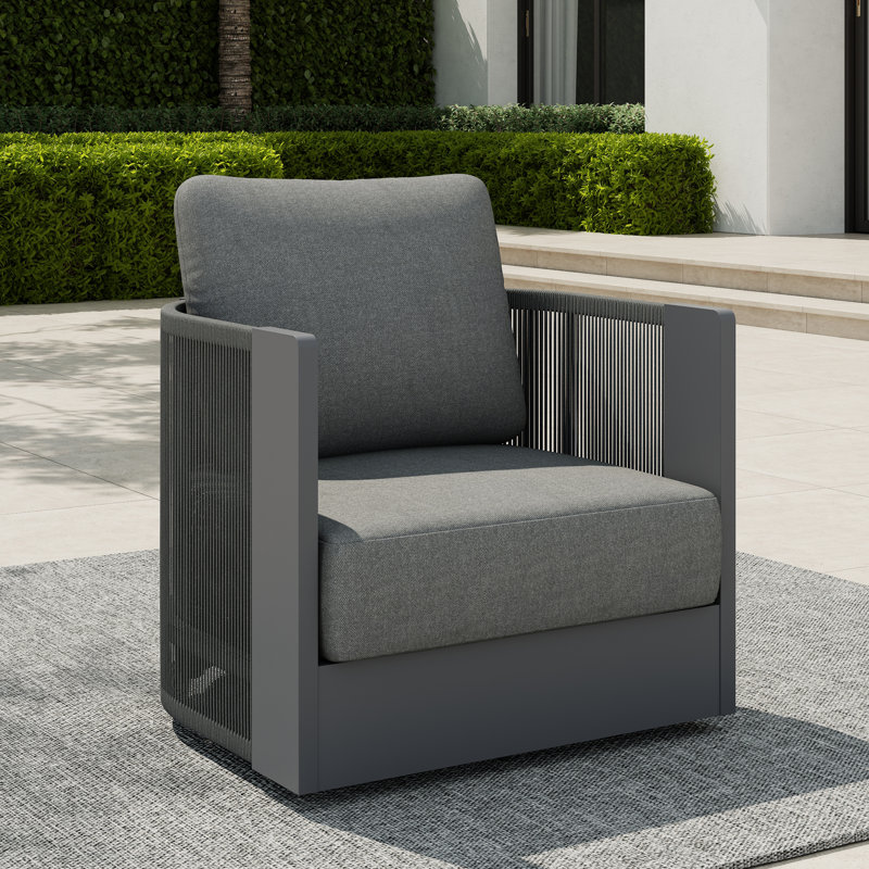 Chaise de patio d'extérieur pivotante avec coussins, Gris