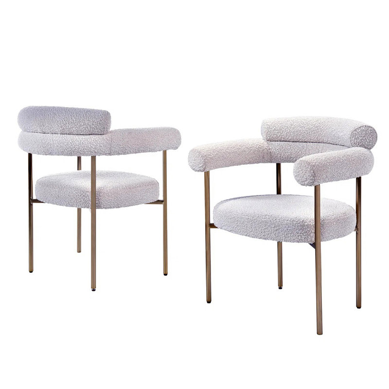Jalon Upholstered Dining Chair, Gold/Creamy White