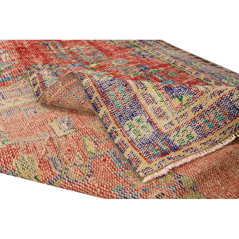 Tapis turc rétro noué à la main avec motif médaillon