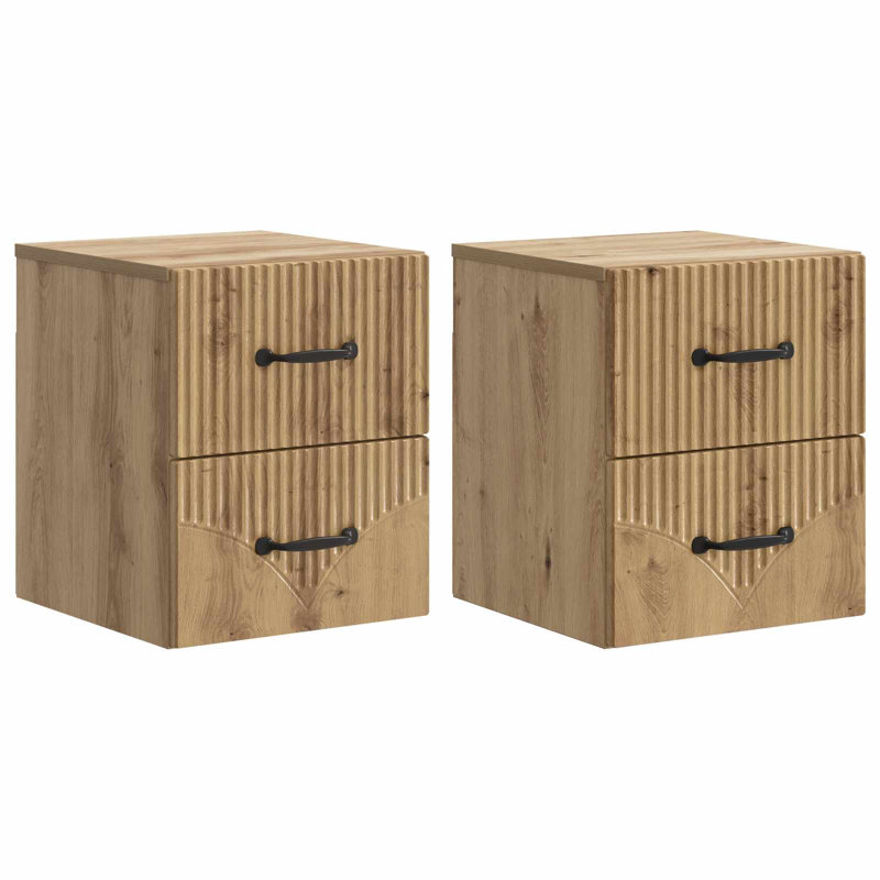 34.5cm W Manufactured Wood Bedside Table, Artisan Oak