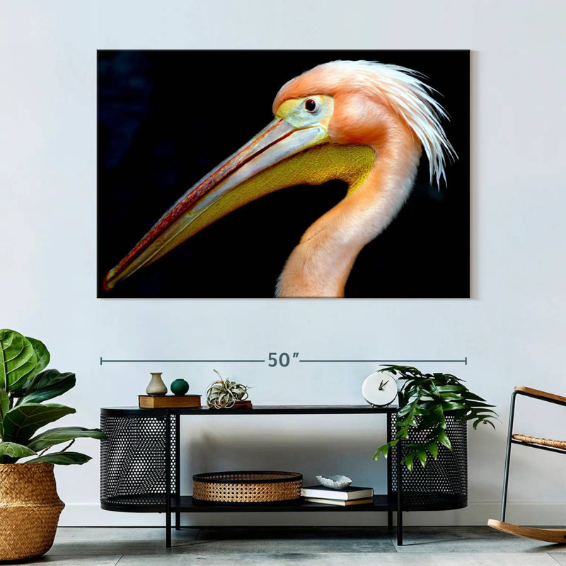 Peach Pelican Profile, 34" H x 51" W