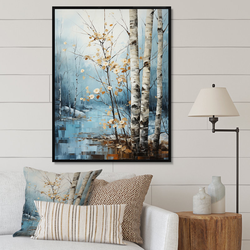 «Wasili Birch Woods Winter Whispers VI», reproduction sur toile, H 20 po x l 12 po x P 1 po, Cadre flottant noir