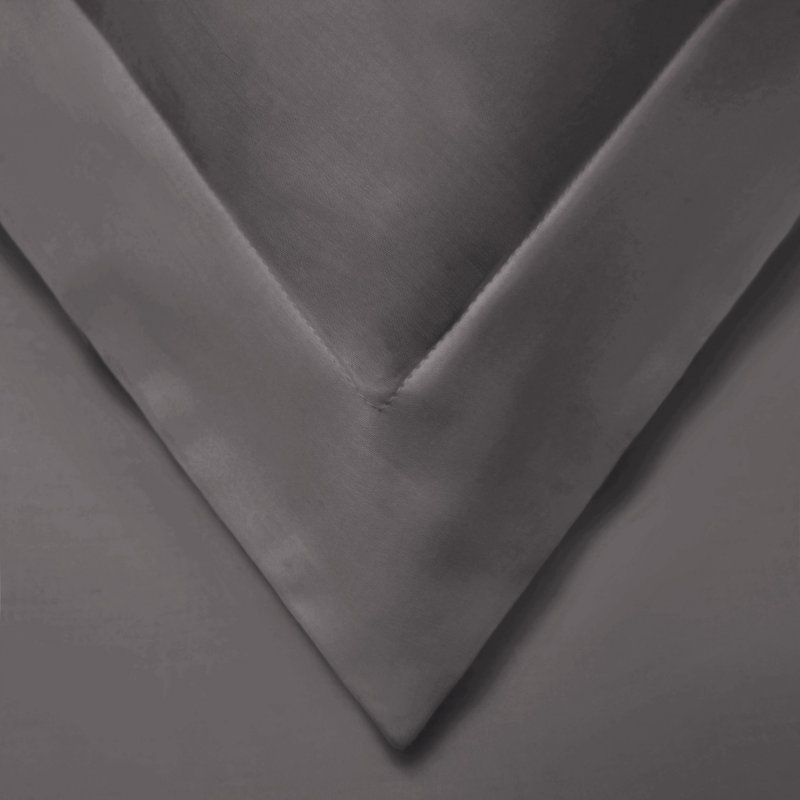 Cotton Blend Sateen Duvet Cover, Gray, California King Duvet Cover + 2 King Shams