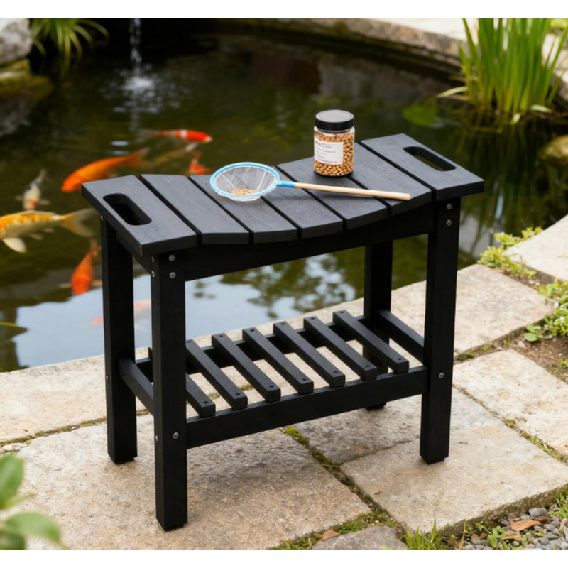 Shower Bench, Shower Stool With Handle, Storage Shelf Bench, Black