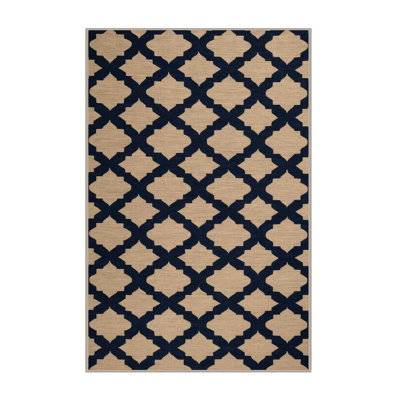 Machine Washable Trellis Brown Area Rug