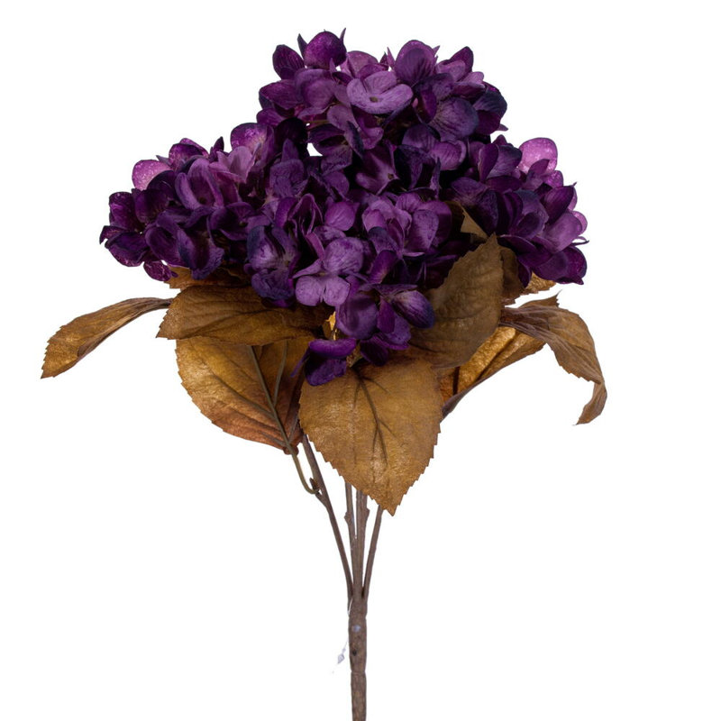 Vickerman 16.5" Artificial Yellow/Brown Hydrangea Bush 2/Bag. Recommended for indoor use., Purple
