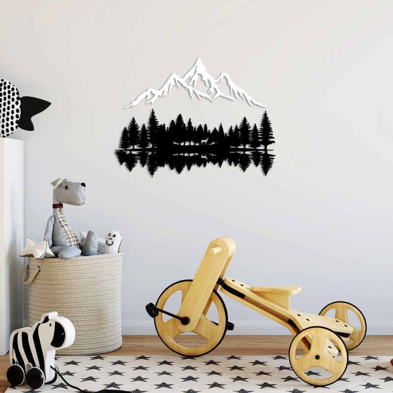 Decorative Metal Wall Accessory, Black & White, 24.4 x 8.7 inches | 100% Metal Construction, Thickness: 0.06 inches | Easy Wall Hanging Design, Perfect for Home Decor, Stylish & Contemporary Accent Piece