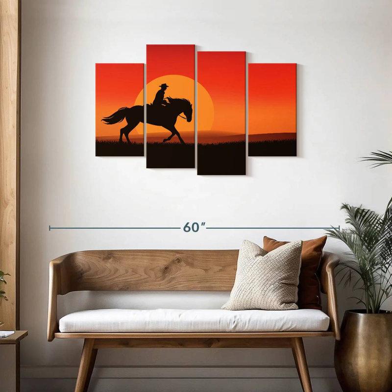 Silhouette de cowboy Lelar Sunset, H 27 po x l 43 po