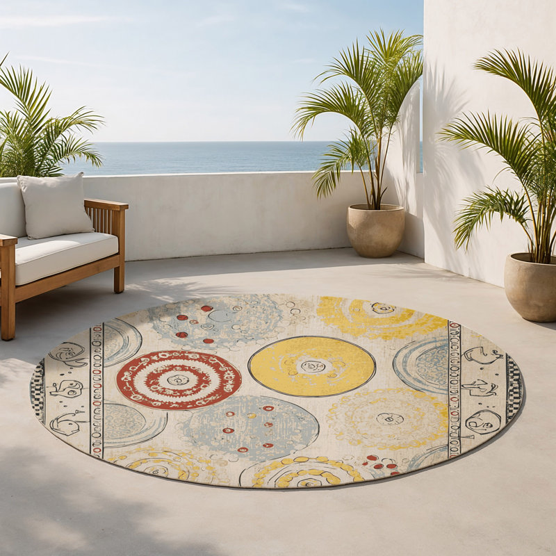 Tapis intérieur et extérieur Vivid Flicker, Rond 5 pi
