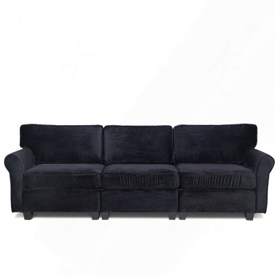94" 3-Seater Deep Seat Corduroy Sofa with Thick High-Rebound Foam, Solid Wood Frame, and Removable Cushions for Living Room and Office