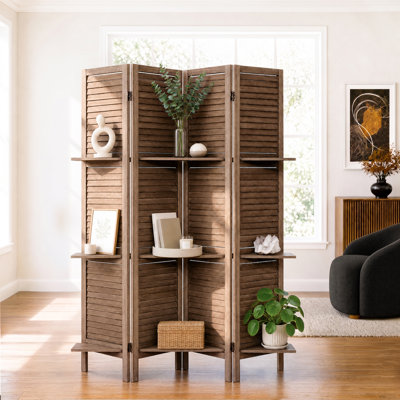 Double-Side Room Divider with Shelves for Room Separation