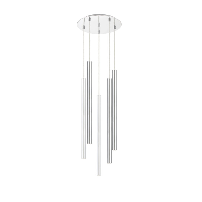 Bowning 5 - Light LED Cluster Pendant, Chrome