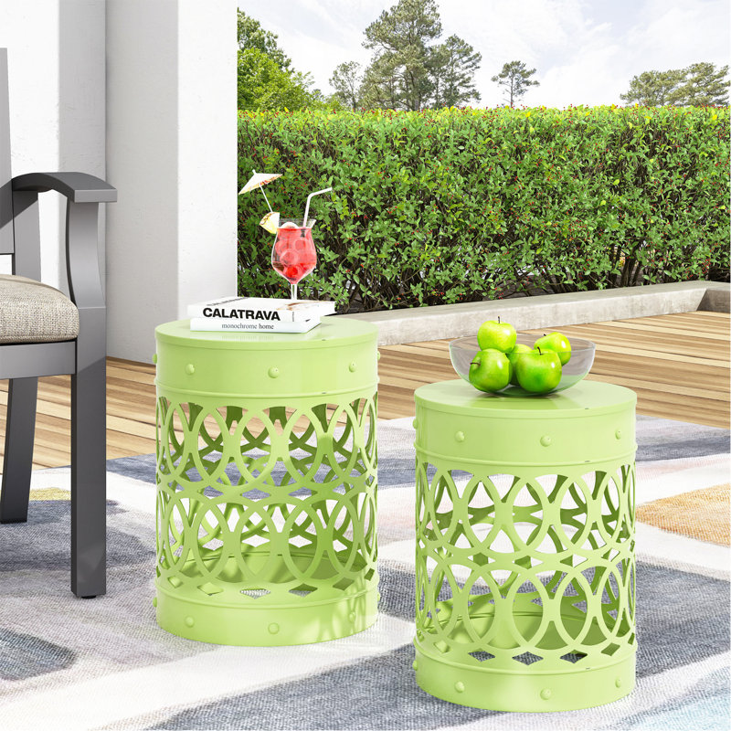 Table de bout d'extérieur en métal S / 2, Vert