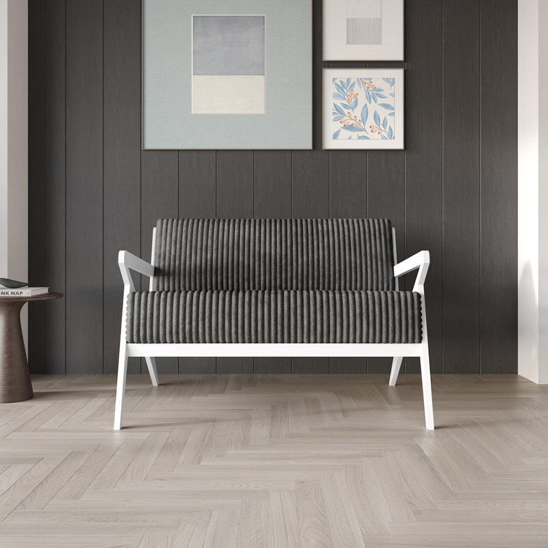 Causeuse d'appoint en velours, Gris, Blanc