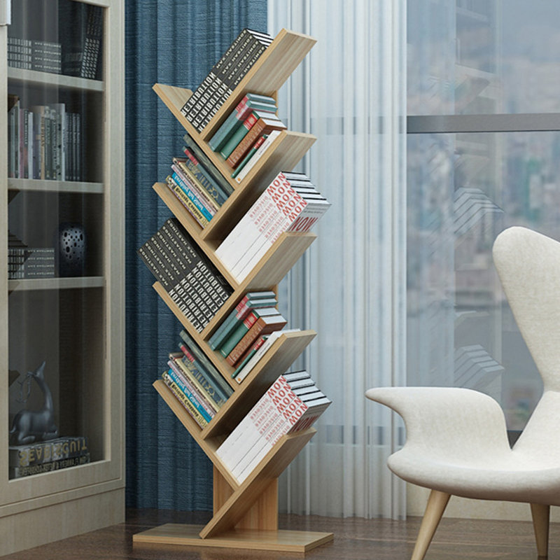 Aerowyn Geometric Bookcase, (9 Shelves) 132cm. H x 40cm. W x 21.6cm. D, Natural