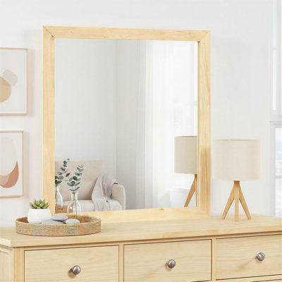 Rosemarie 33" Transitional Wood Rectangle Mirror with Solid Wood Frame, Veneers & Reinforced Hanging Hardware