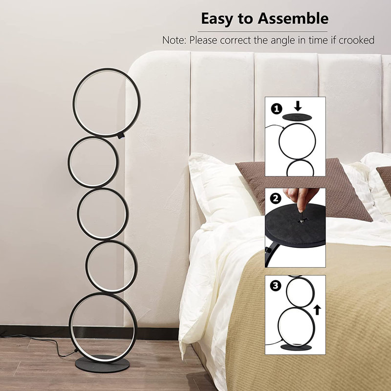 Annise 41.3'' Black LED Column Floor Lamp Set