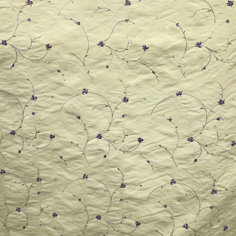 Kala Fabric | Floral Embroidered Silk Fabric | Drapery & Curtain Fabric, Butter