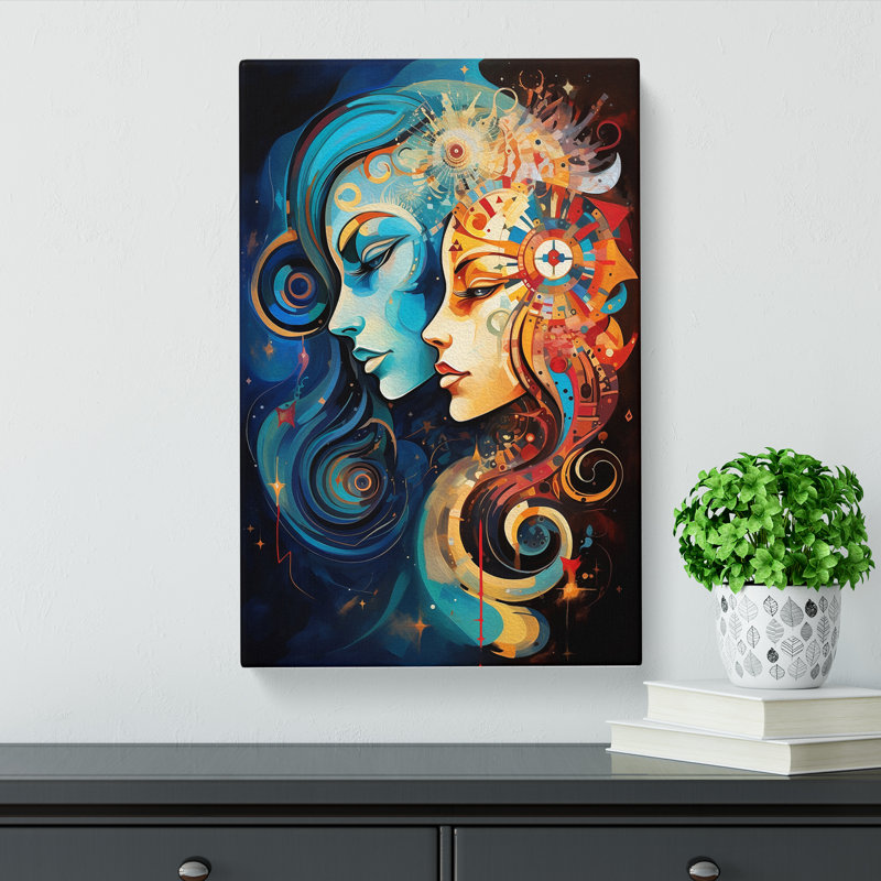Gemini Zodiac Abstract - Wrapped Canvas, 50cm H x 35cm W x 3cm D