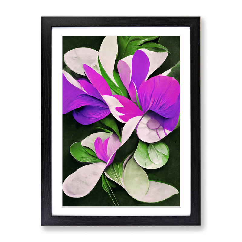 Flowers Abstract No.5 - Framed Print, Black, 64cm H x 46cm W
