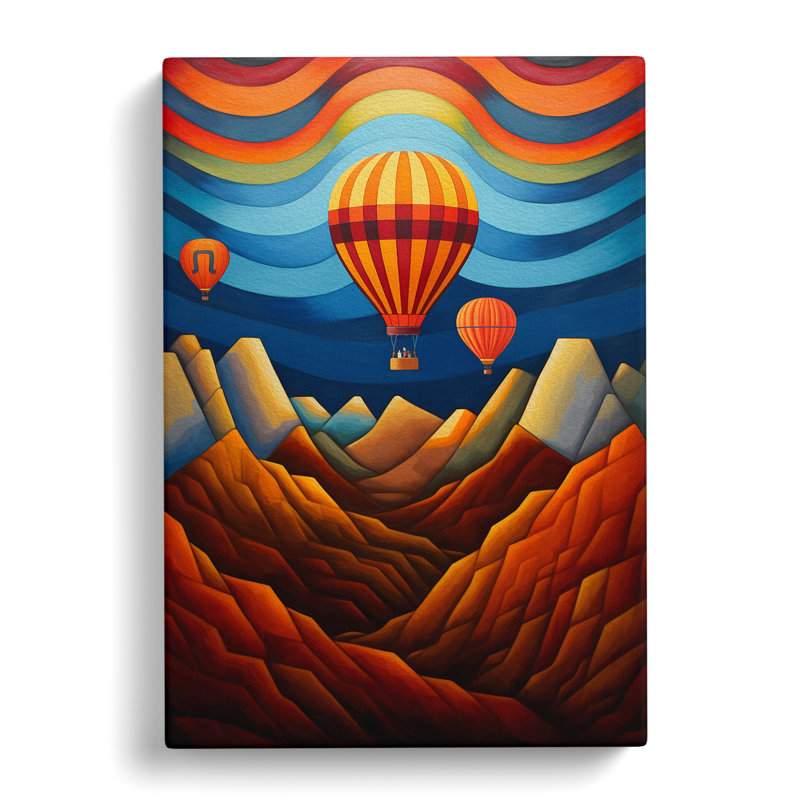 Hot Air Balloon No.2 - Wrapped Canvas, 50cm H x 35cm W x 3cm D