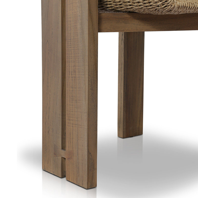 Chaise d'appoint de patio en teck Padme, Teinté brun grillé