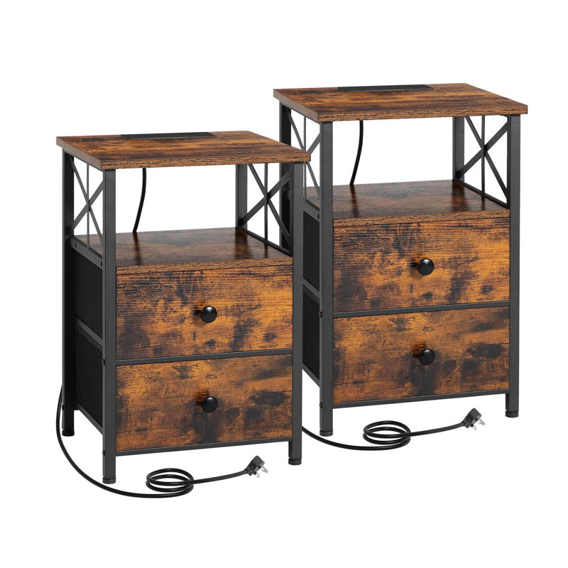 40cm W Metal Bedside Table