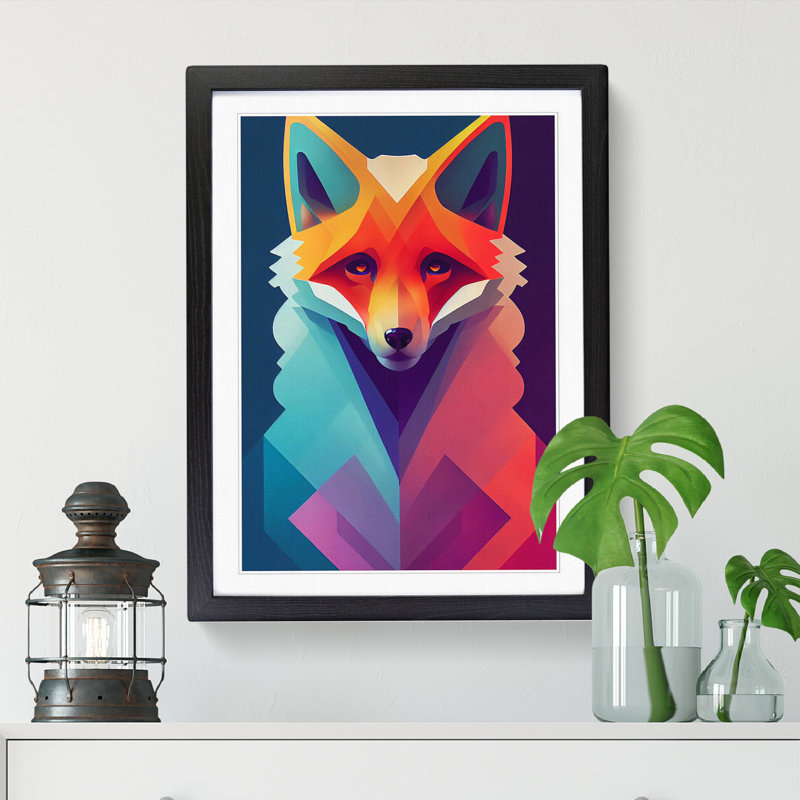 FRM-V0523-1043X Fox Unique Abstract Vol.1 1 Piece Single Picture Frame Wall Art, 46cm H x 34cm W x 2cm D, Oak Framed