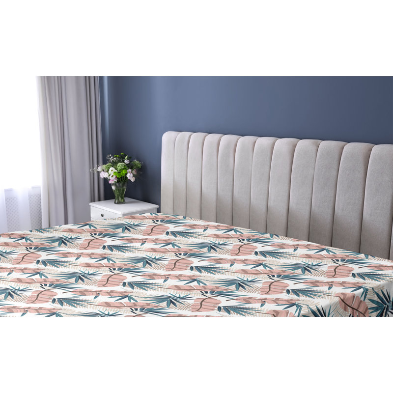 Drap-housse à motif floral Ambesonne, Drap-housse simple TG, Ivoire, vert fougère, rosé / floral