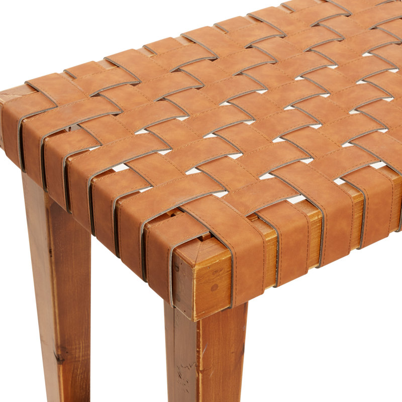 Banc en bois tissé brun Markus, Brun