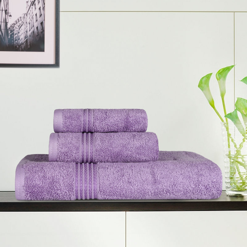Ensemble de serviettes de bain 3 pièces Oleg Heritage, Mauve royal