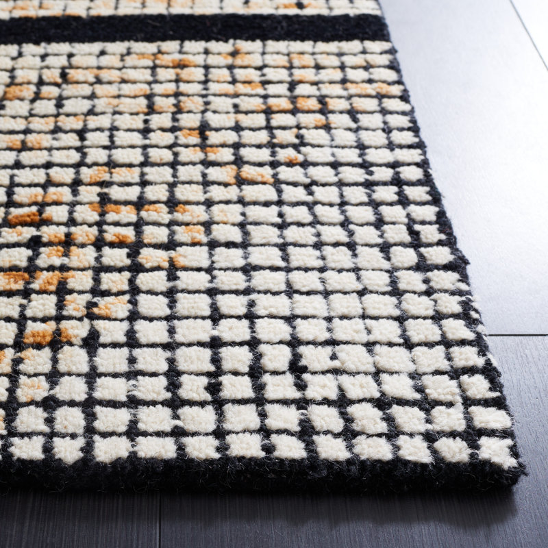Ivory and Gold Abstract Hand-Tufted Wool Area Rug