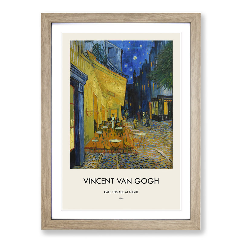 Cafe Terrace at Night by Vincent Van Gogh - Framed Print, Oak, 48cm H x 36cm W x 2cm D