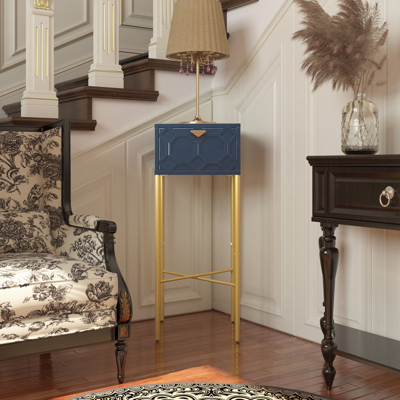 Araneli End Table with Storage, Blue