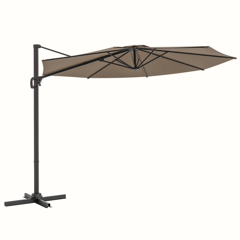 Parasol en porte-à-faux 10 pi avec tissu teint dans la masse, abat-jour luxueux avec rotation à 360 °, Taupe
