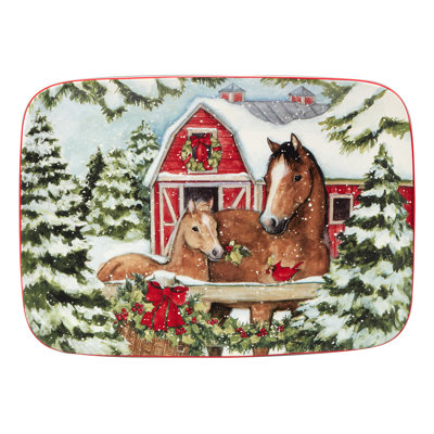 Plateau de Noël rectangulaire certifié International Homestead 14 po x 10 po