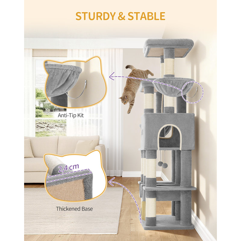 176cm H Cat Tree, Light Grey